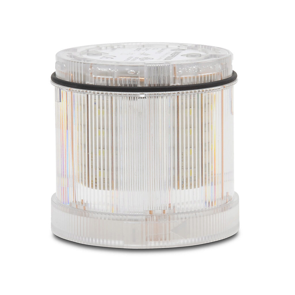 64443075 - WERMA LED light element, 70mm diameter, clear/white, rotating (120rpm) light function, 24 VAC/VDC, clear lens, IP65.
