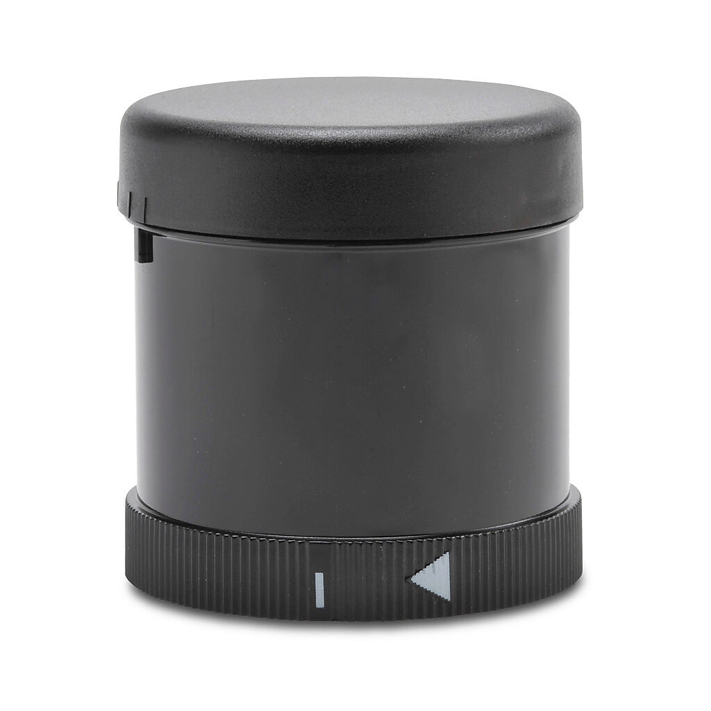 64580077 - WERMA buzzer element, 85 dB at 1m, 1.8 kHz tone frequency, continuous/pulse tone(s), 115 VAC, polycarbonate housing, black, IP65. For use with WERMA 70mm stack light elements.
