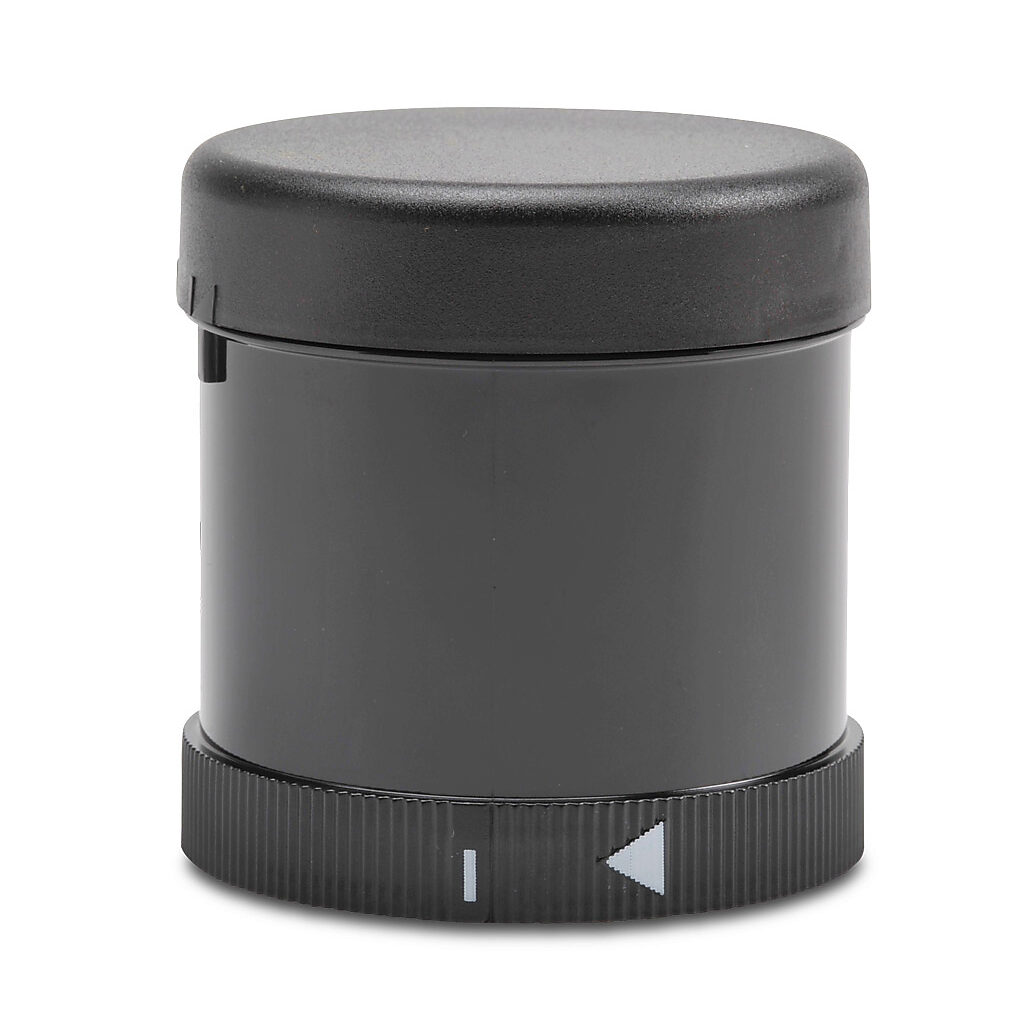 64585055 - WERMA siren element, 100 dB at 1m, 1.6 kHz to 3.4 kHz tone frequency, (7) selectable tone(s), 24 VDC, polycarbonate housing, black, IP65. For use with WERMA 70mm stack light elements.