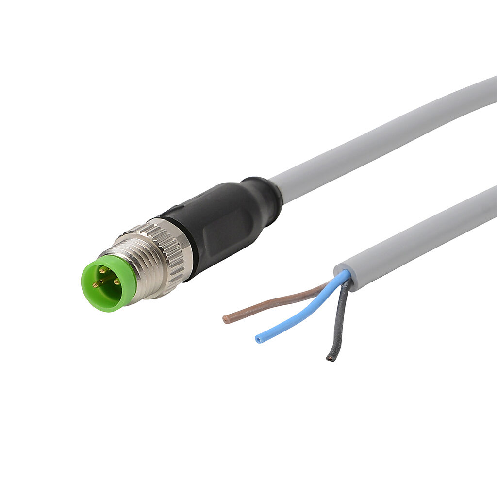 7000-08001-2101000 - Murrelektronik connection cable, M8 axial male to pigtail, 3-pole, PVC jacket, gray, 32.8ft/10m cable length, IP65 IP66K IP67, sensor & signal.