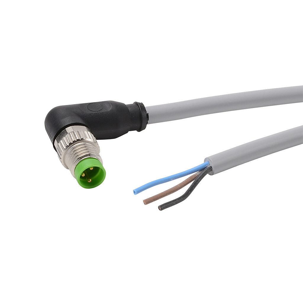 7000-08021-2100200 - Murrelektronik connection cable, M8 right-angle male to pigtail, 3-pole, PVC jacket, gray, 6.5ft/2m cable length, IP65 IP66K IP67, sensor & signal.
