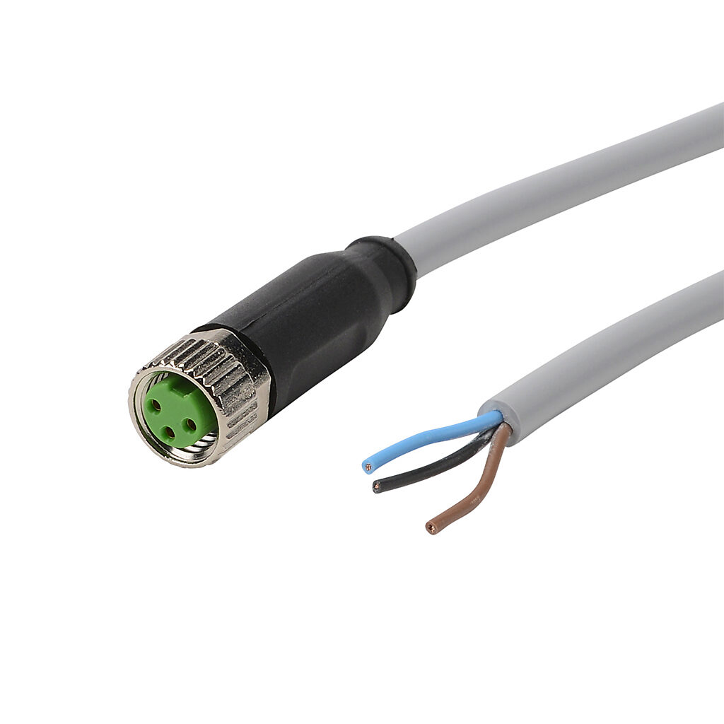 7000-08041-2100500 - Murrelektronik connection cable, M8 axial female to pigtail, 3-pole, PVC jacket, gray, 16.4ft/5m cable length, IP65 IP66K IP67, sensor & signal.