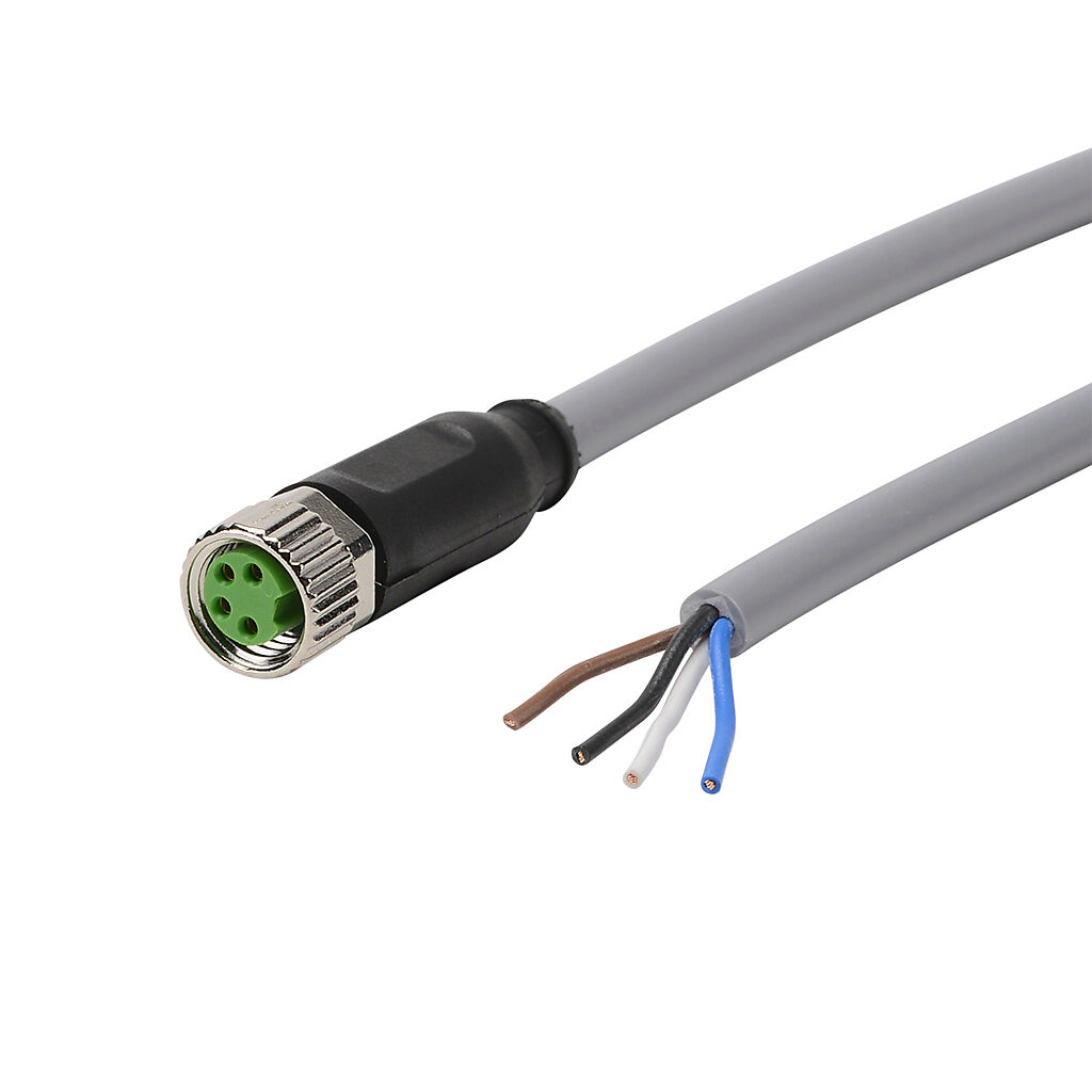 7000-08061-2110500 - Murrelektronik connection cable, M8 axial female to pigtail, 4-pole, PVC jacket, gray, 16.4ft/5m cable length, IP65 IP66K IP67, sensor & signal.