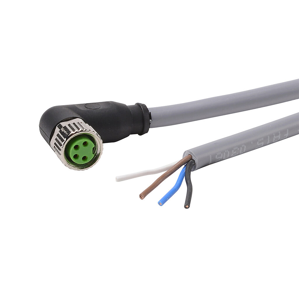 7000-08101-2110500 - Murrelektronik connection cable, M8 right-angle female to pigtail, 4-pole, PVC jacket, gray, 16.4ft/5m cable length, IP65 IP66K IP67, sensor & signal.