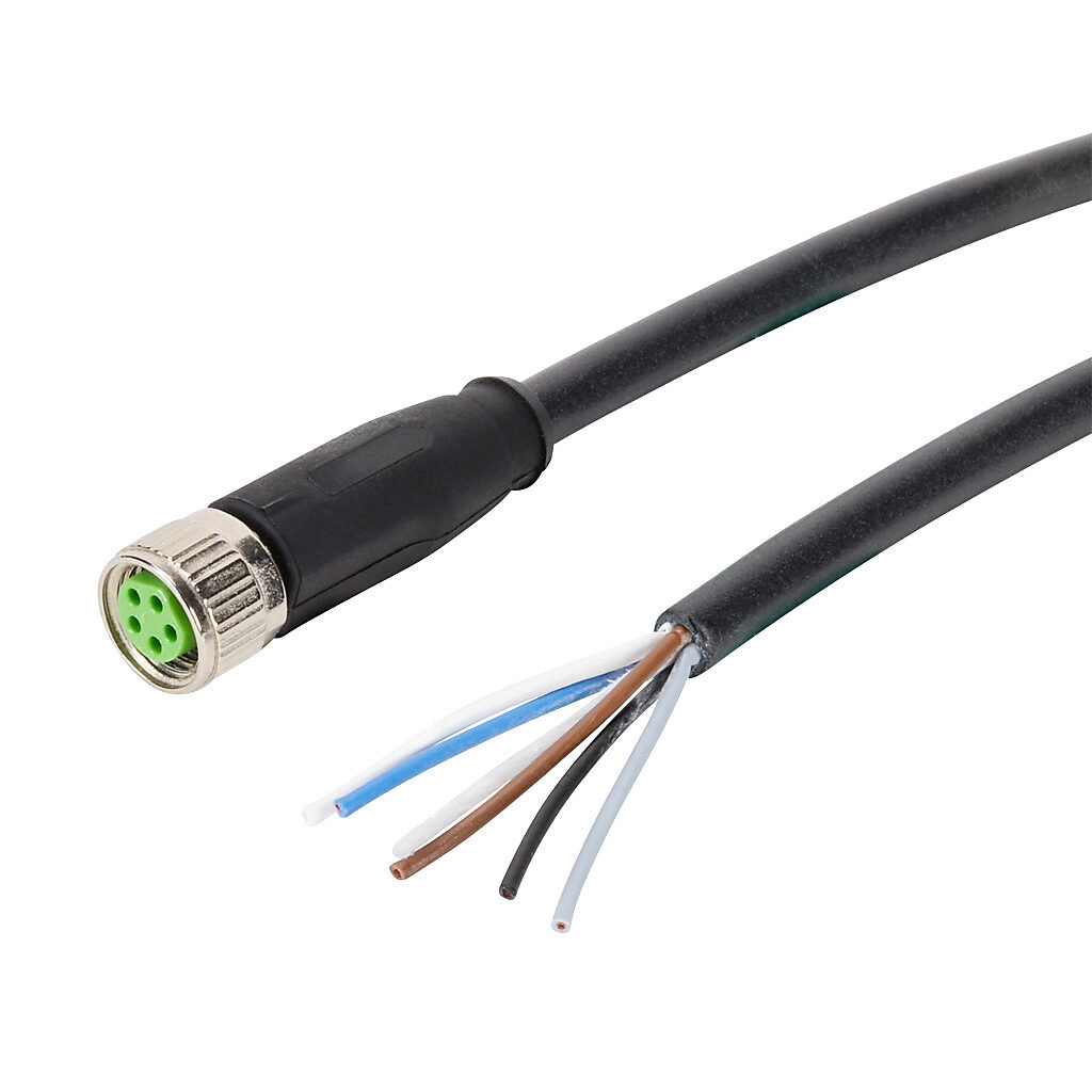 7000-08941-6950500 - Murrelektronik connection cable, M8 axial female to pigtail, 5-pole, PUR jacket, black, 16.4ft/5m cable length, IP67, sensor & signal.