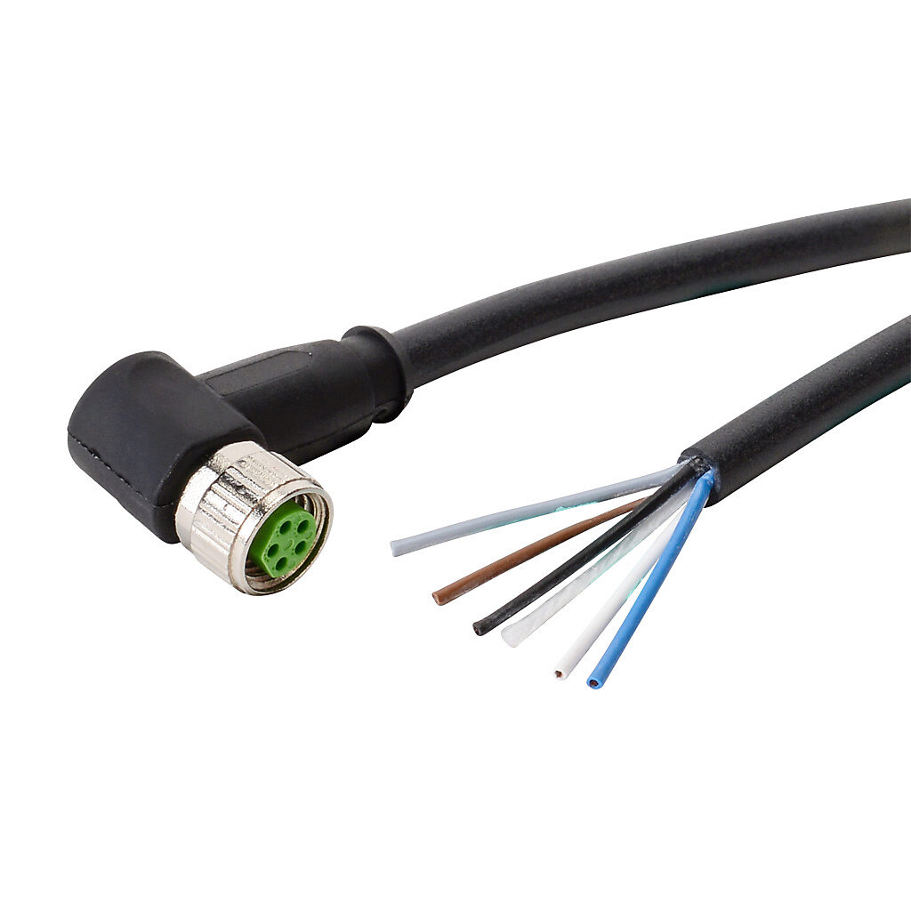 7000-08951-6950150 - Murrelektronik connection cable, M8 right-angle female to pigtail, 5-pole, PUR jacket, black, 4.9ft/1.5m cable length, IP67, sensor & signal.