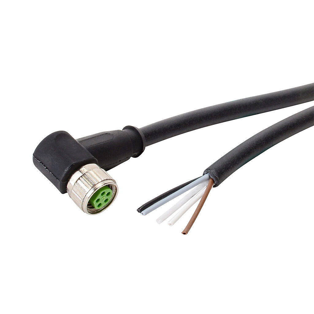7000-08951-6950500 - Murrelektronik connection cable, M8 right-angle female to pigtail, 5-pole, PUR jacket, black, 16.4ft/5m cable length, IP67, sensor & signal.