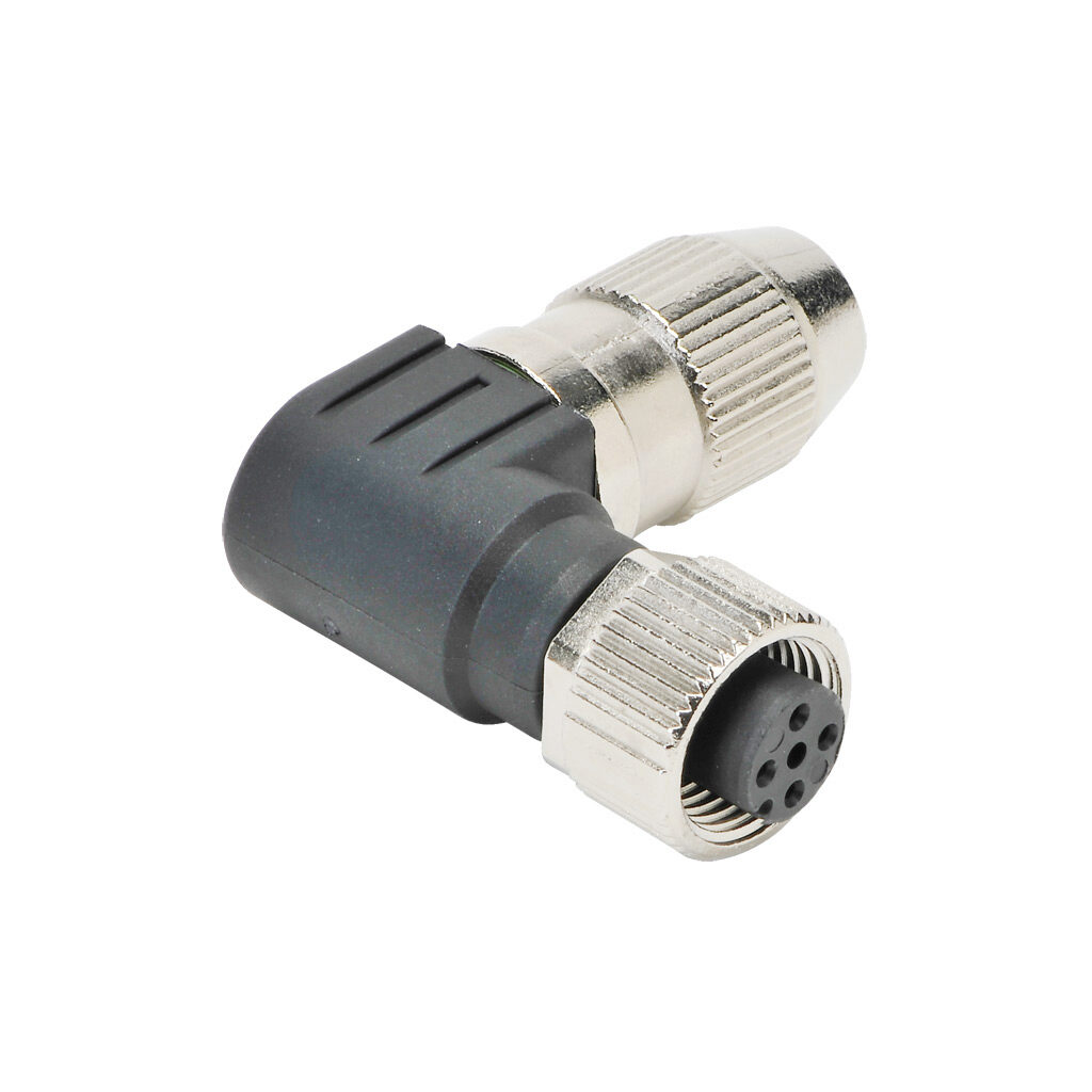 7000-12681-0000000 - Murrelektronik connector, field-wireable, M12 nut 4-pin female right-angle connection, accepts cable diameter size 4-5.1mm, 20 - 24 AWG, insulation displacement (IDC) connection, IP67.