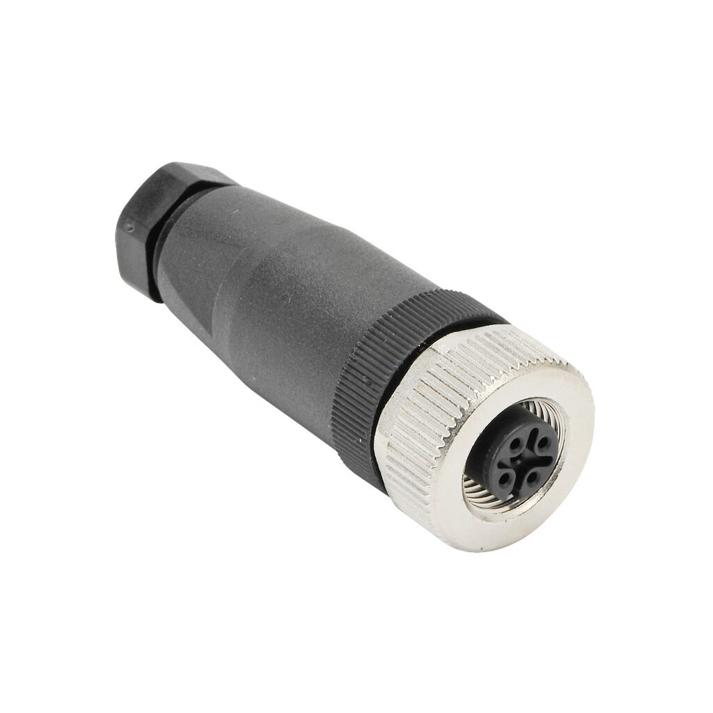 7000-12901-0000000 - Murrelektronik connector, field-wireable, M12 nut 4-pin female axial connection, accepts cable diameter size 4-6mm, 18 AWG, screw terminal connection, IP67.