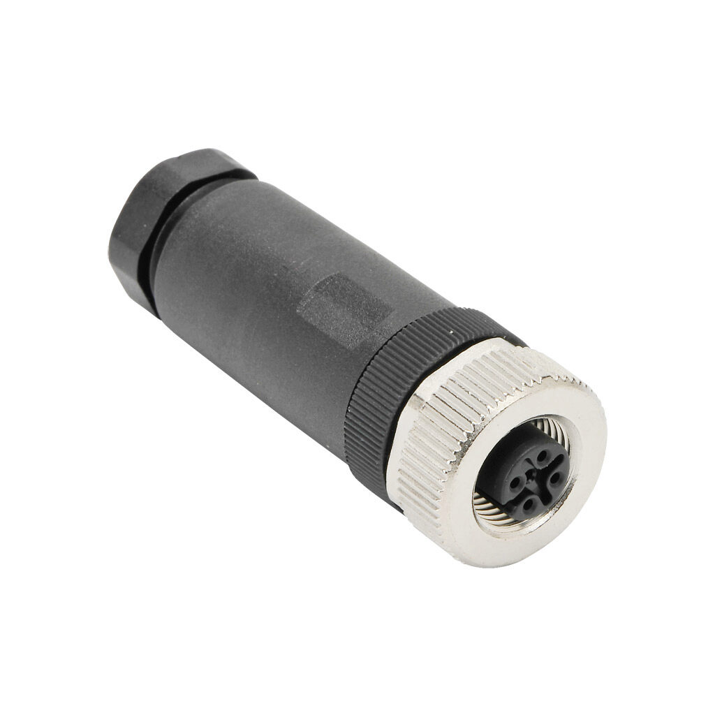 7000-12961-0000000 - Murrelektronik connector, field-wireable, M12 nut 5-pin female axial connection, accepts cable diameter size 6-8mm, 18 AWG, screw terminal connection, IP67.
