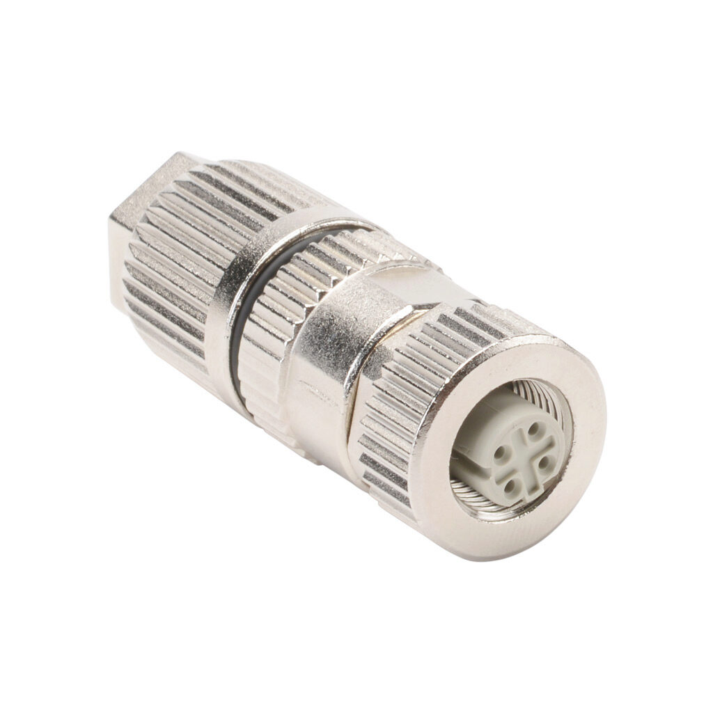 7000-14621-0000000 - Murrelektronik connector, field-wireable, M12 D-coded 4-pole female axial, accepts cable diameter size 4.5-8.8mm, 26-22 AWG, insulation displacement (IDC) connection, IP65 IP67.