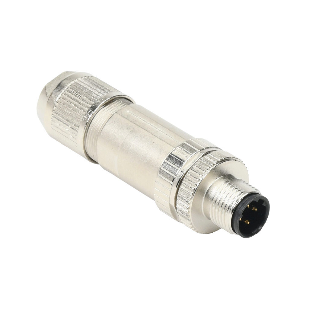 7000-14801-0000000 - Murrelektronik connector, field-wireable, 4-pin M12 axial male D-coded, accepts cable diameter size 4-8mm, 26-18 AWG, push-lock spring clamp connection, IP65 IP67.