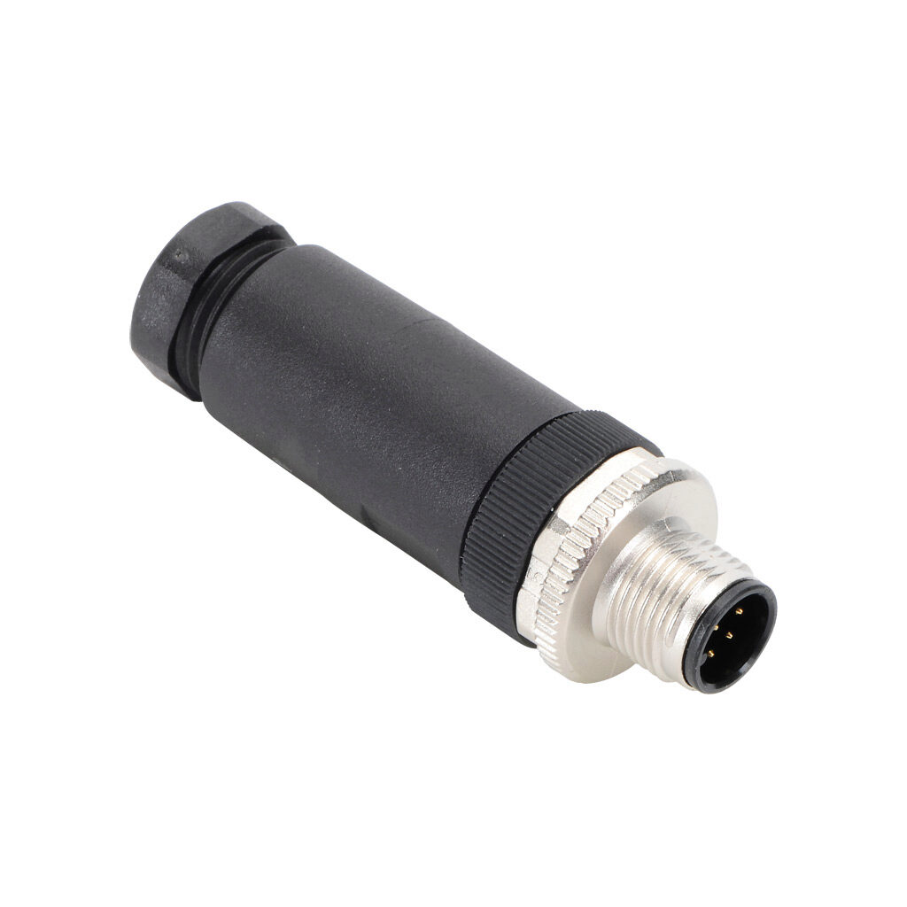 7000-17301-0000000 - Murrelektronik connector, field-wireable, M12 barrel 8-pin male axial connection, accepts cable diameter size 6-8mm, 20 AWG, screw terminal connection, IP67.
