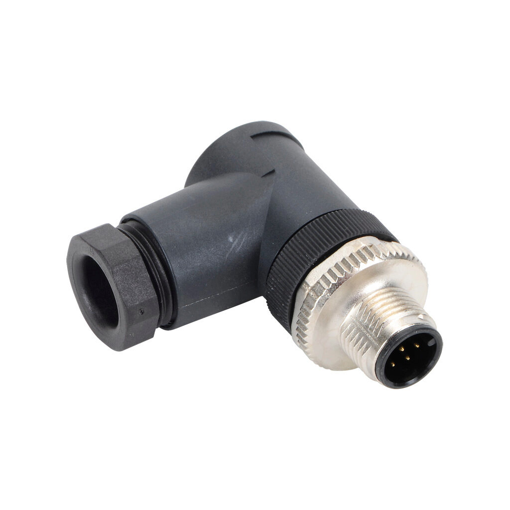 7000-17311-0000000 - Murrelektronik connector, field-wireable, M12 barrel 8-pin male right-angle connection, accepts cable diameter size 6-8mm, 20 AWG, screw terminal connection, IP67.