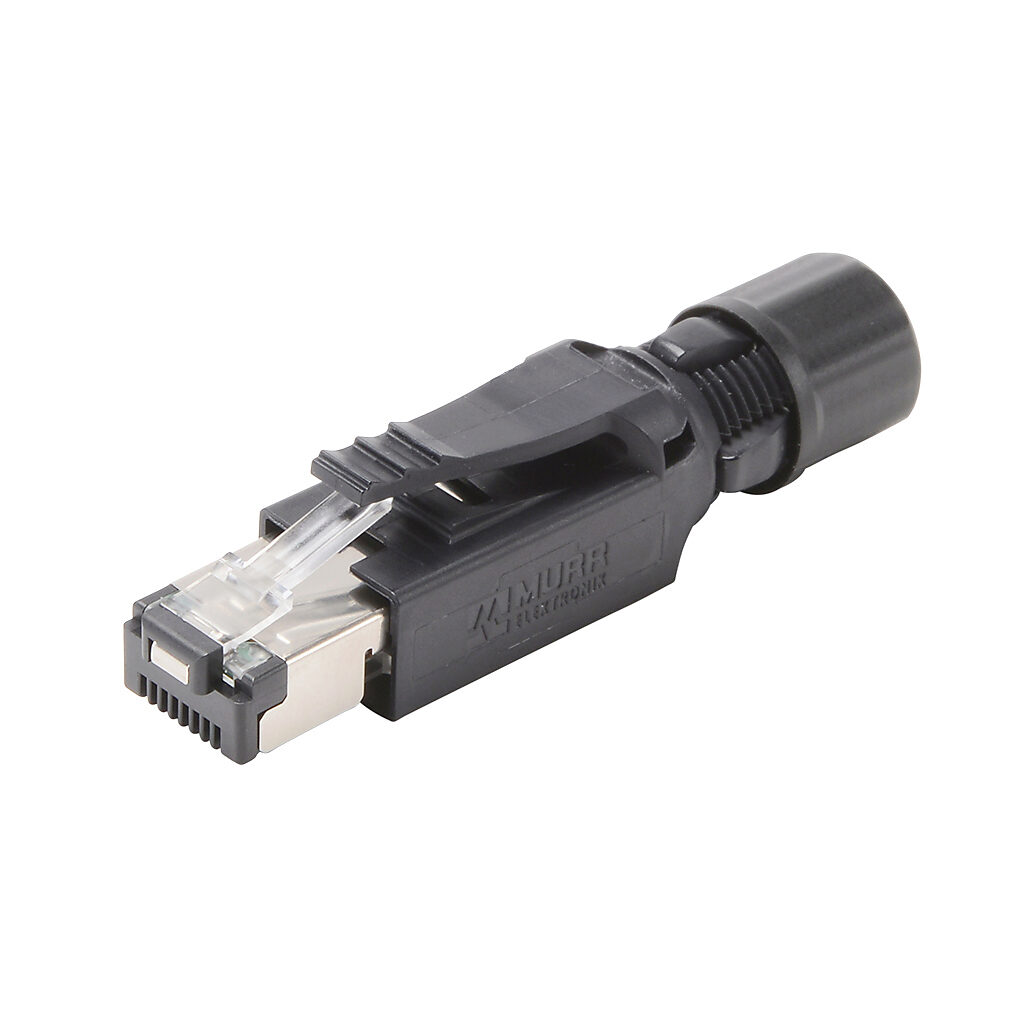 7000-74001-0000000 - Murrelektronik Cat5e Ethernet connector, field-wireable, RJ45 4-pole Ethernet male axial, accepts cable diameter size 4.5-9mm, 26-22 AWG, insulation displacement (IDC) connection, IP20.