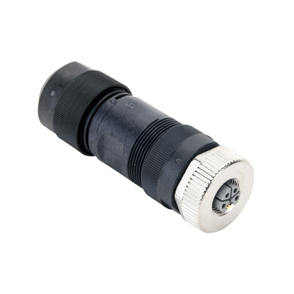 7000-P4611-0000000 - Murrelektronik connector, field-wireable, 5-pin M12 axial female L-coded, accepts cable diameter size 8-13mm, 14 AWG, screw terminal connection, IP67.