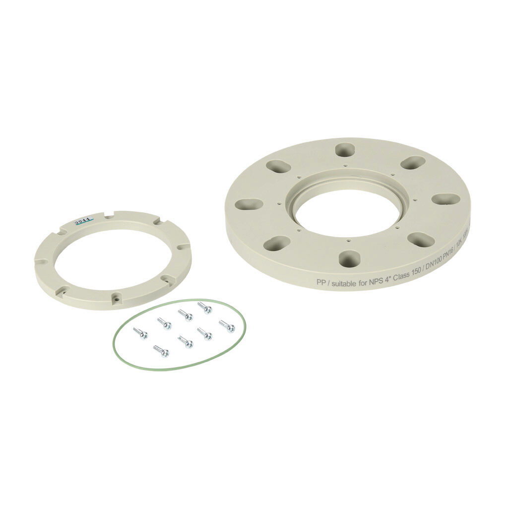 71162778 - Endress+Hauser slip-on flange, polypropylene, 4in. For use with Endress+Hauser FMR20B-1A50/0 and FMR30B-1400/0 level sensors.