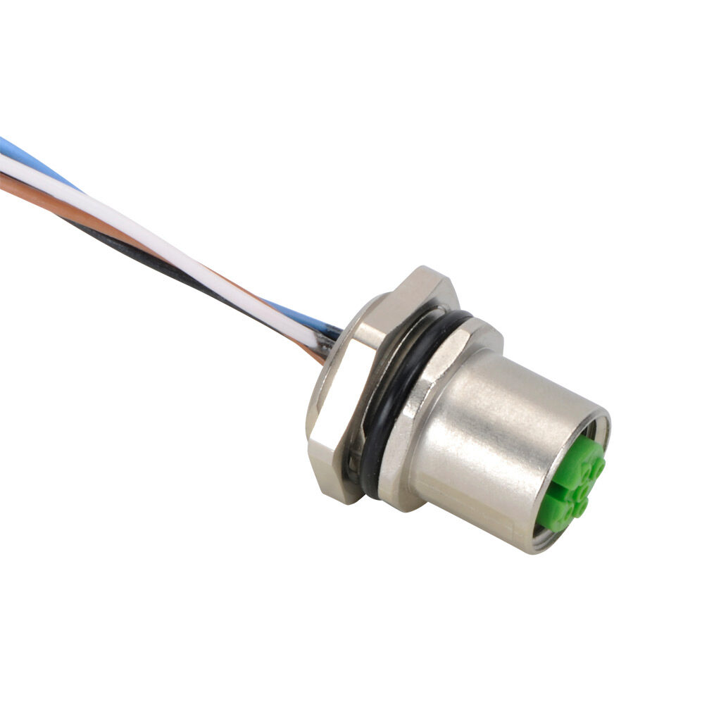 7231-13541-9710100 - Murrelektronik bulkhead connector, M12 4-wire female to pigtail, 22 AWG, 3.2ft/1m cable length, nylon 12 conductor insulation material, IP67.