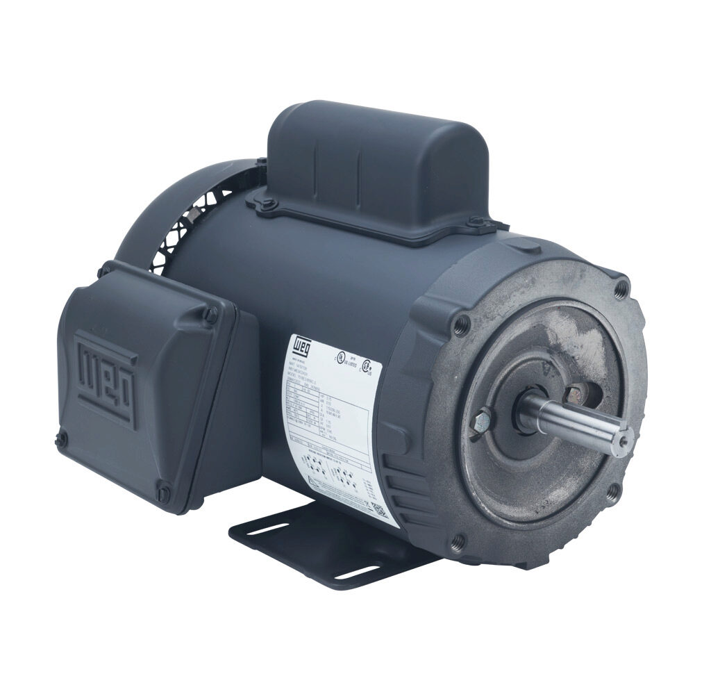 .7518ES1B56C-S - WEG Electric S standard efficiency AC induction motor, general purpose, 3/4hp, 1-phase, 115/208-230 VAC, 1800rpm, TEFC, NEMA 56C frame, rolled steel, C-face/rigid base mount.