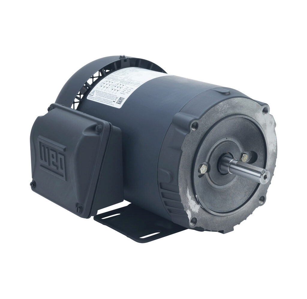 .7518ES3E56C-S - WEG Electric S standard efficiency AC induction motor, general purpose and inverter rated, 3/4hp, 3-phase, 208-230/460 VAC, 1800rpm, TEFC, NEMA 56C frame, rolled steel, C-face/rigid base mount.