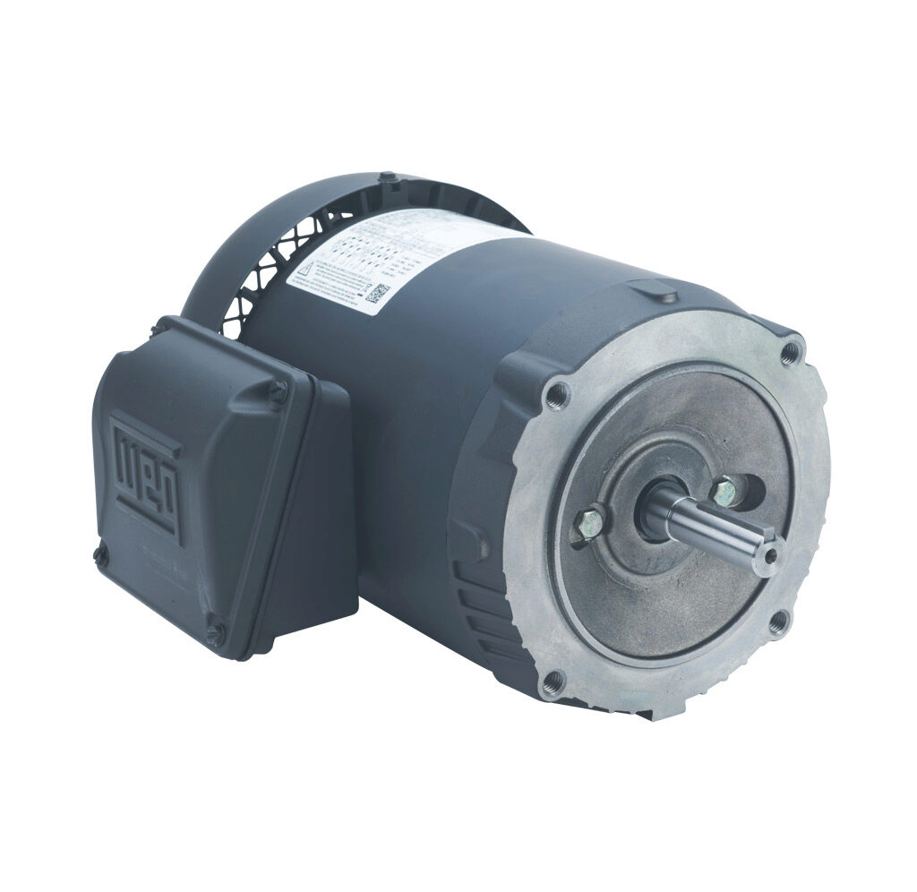 .7518ES3E56CFL-S - WEG Electric S standard efficiency AC induction motor, general purpose and inverter rated, 3/4hp, 3-phase, 208-230/460 VAC, 1800rpm, TEFC, NEMA 56C frame, rolled steel, C-face mount.