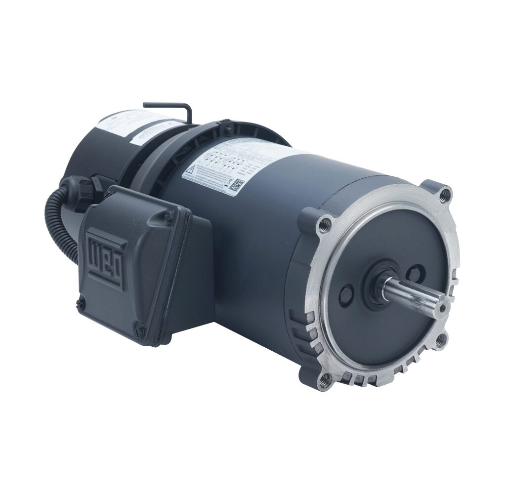 .7518ES3EBMW56CFL-S - WEG Electric S standard efficiency AC induction motor, general purpose, inverter rated and brake, 3/4hp, 3-phase, 208-230/460 VAC, 1800rpm, TEFC, NEMA 56C frame, rolled steel, C-face mount. Stearns 104817100KQ brake assembly ...
