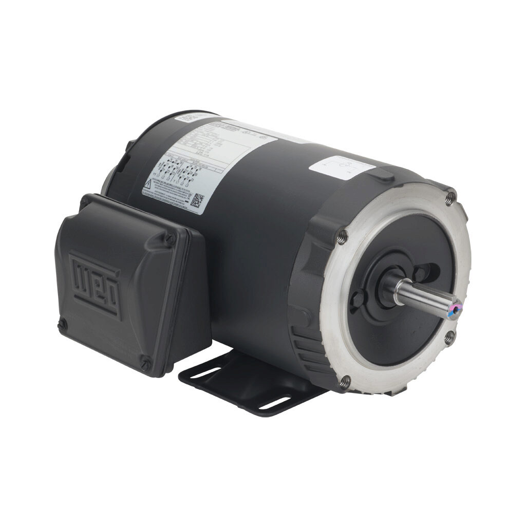 .7518NT3FVD56C-S - WEG Electric S premium efficiency AC induction motor, high-performance inverter duty, 3/4hp, 3-phase, 230/460 VAC, 1800rpm, TENV, NEMA 56CZ frame, rolled steel, C-face/rigid base mount.