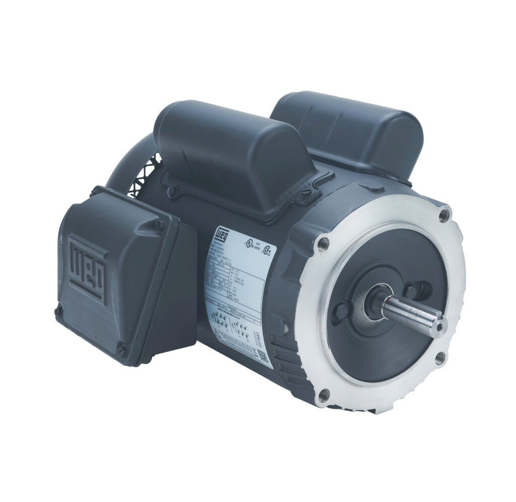 .7536ES1B56CFL-S - WEG Electric S standard efficiency AC induction motor, general purpose, 3/4hp, 1-phase, 115/208-230 VAC, 3600rpm, TEFC, NEMA 56C frame, rolled steel, C-face mount.
