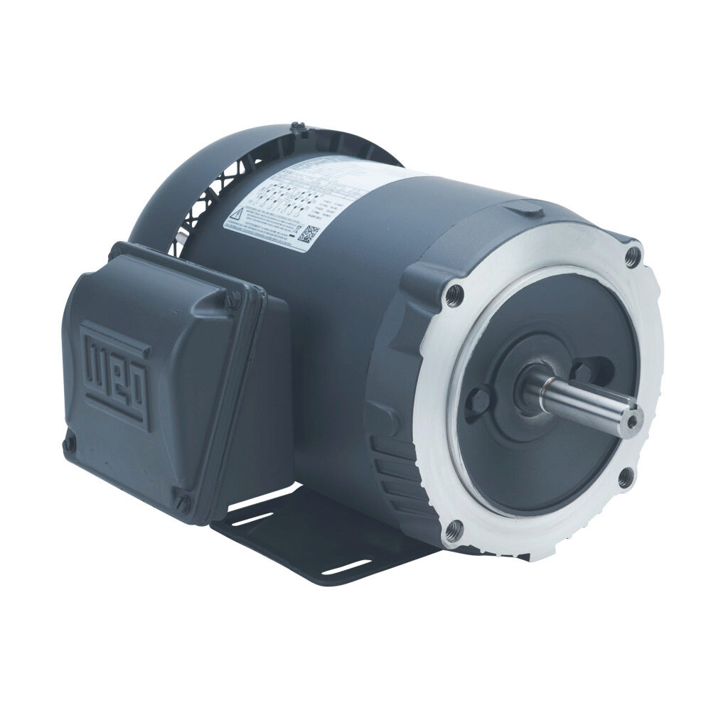 .7536ES3E56C-S - WEG Electric S standard efficiency AC induction motor, general purpose and inverter rated, 3/4hp, 3-phase, 208-230/460 VAC, 3600rpm, TEFC, NEMA 56C frame, rolled steel, C-face/rigid base mount.