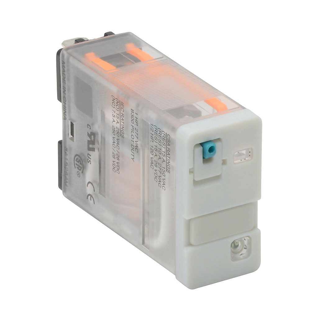781-1C-24D - AutomationDirect ice cube control relay, socket mount, encapsulated push-to-test, 24 VDC coil voltage, SPDT, (1) N.O., (1) N.C., 15A contact rating, 5-pin, LED indicator(s). Requires 781-1C-SKT mounting socket.