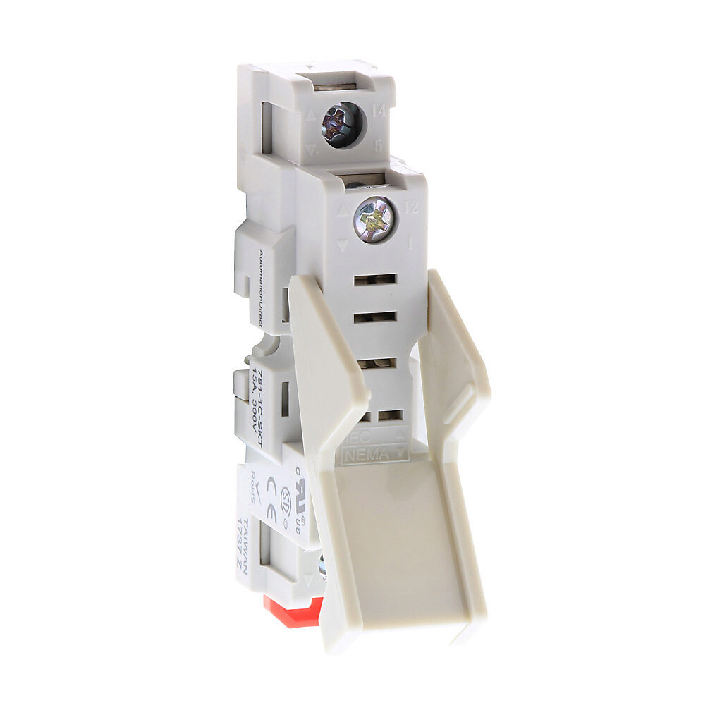781-1C-SKT - AutomationDirect relay socket, 35mm DIN rail or panel mount. For use with 781 series cube relays.