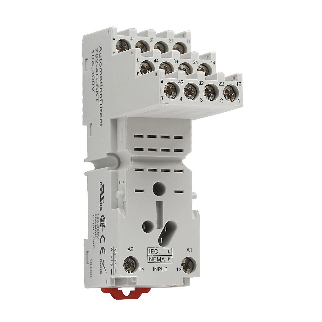 782-4C-SKT - AutomationDirect relay socket, 35mm DIN rail or panel mount. For use with H782 series cube relays.