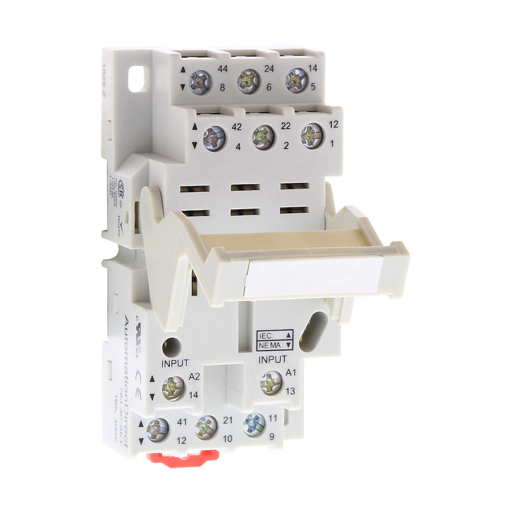 783-3C-SKT - AutomationDirect relay socket, 35mm DIN rail or panel mount. For use with 783 series cube relays.