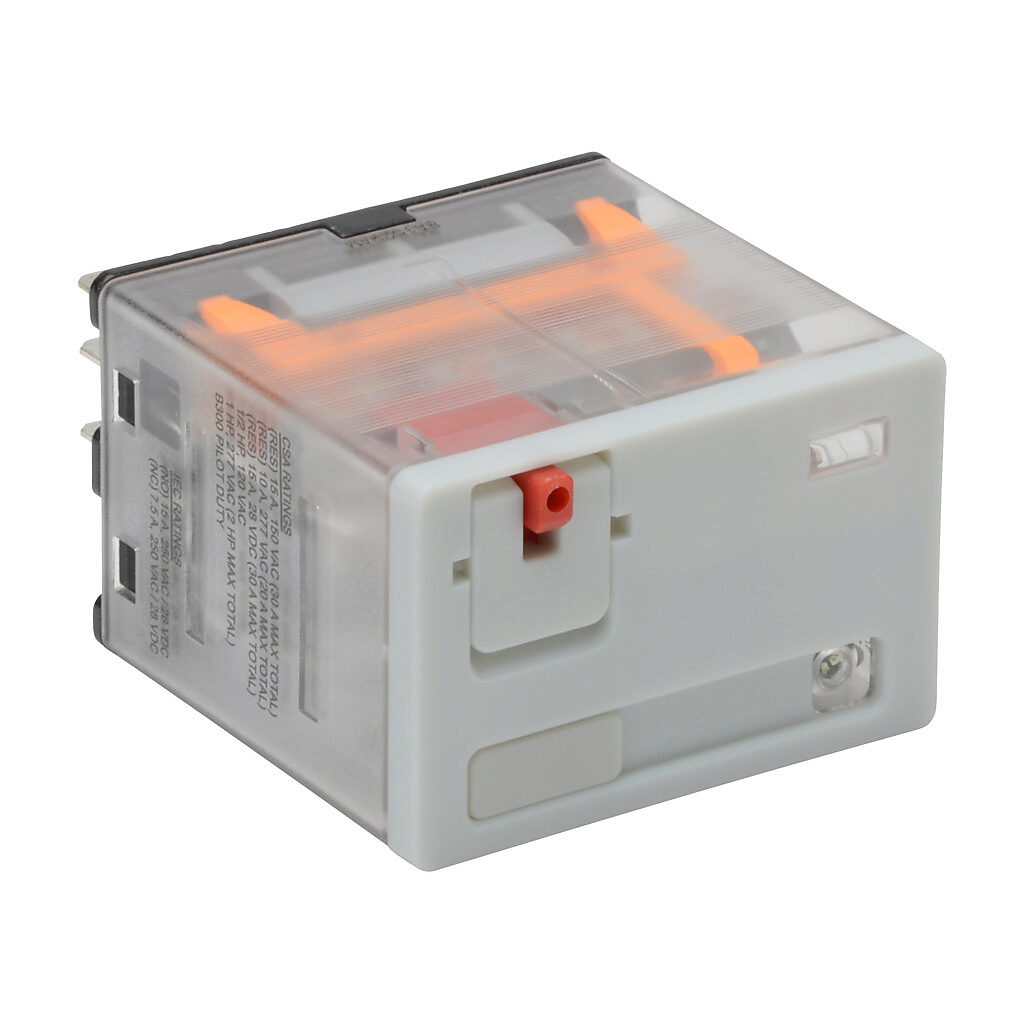 784-4C-120A - AutomationDirect ice cube control relay, socket mount, encapsulated push-to-test, 120 VAC coil voltage, 4PDT, (4) N.O., (4) N.C., 15A contact rating, 14-pin, LED indicator(s). Requires 784-4C-SKT-1 mounting socket.