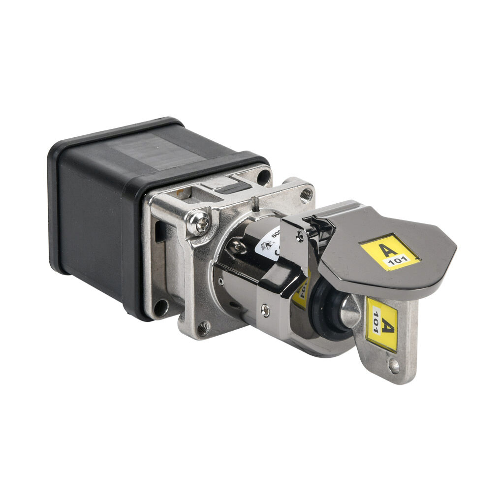 800000-CS-SKR-A101 - IDEM Skorpion series solenoid control switch, rotary key, A101 coded, (4) N.C./(2) N.O. contact(s), die-cast aluminum alloy. For use with A101 coded Skorpion trapped key interlock systems. (1) M-CS-SKR solenoid control switch ...
