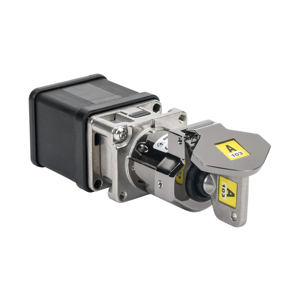 800000-CS-SKR-A103 - IDEM Skorpion series solenoid control switch, rotary key, A103 coded, (4) N.C./(2) N.O. contact(s), die-cast aluminum alloy. For use with A103 coded Skorpion trapped key interlock systems. (1) M-CS-SKR solenoid control switch ...