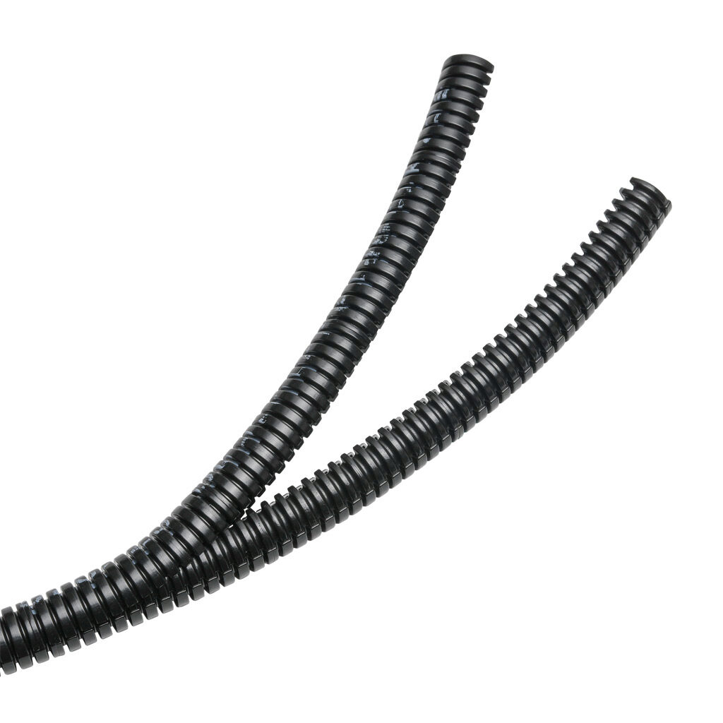 831006 - Murrplastik EWT-PA two-piece split flexible electrical tubing, polyamide, M16/P11 tubing size, black, 82ft/25m coil length.