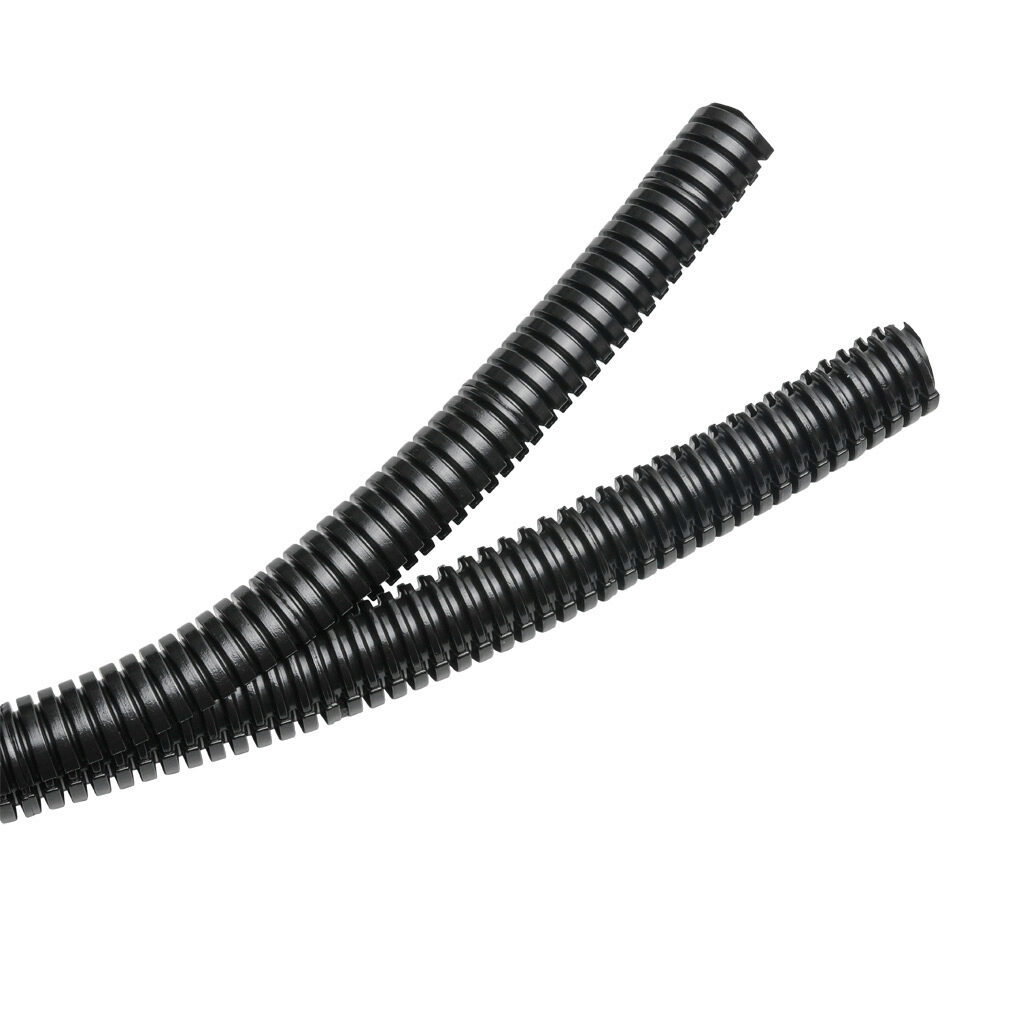 831010 - Murrplastik EWT-PA two-piece split flexible electrical tubing, polyamide, M20/P16 tubing size, black, 82ft/25m coil length.