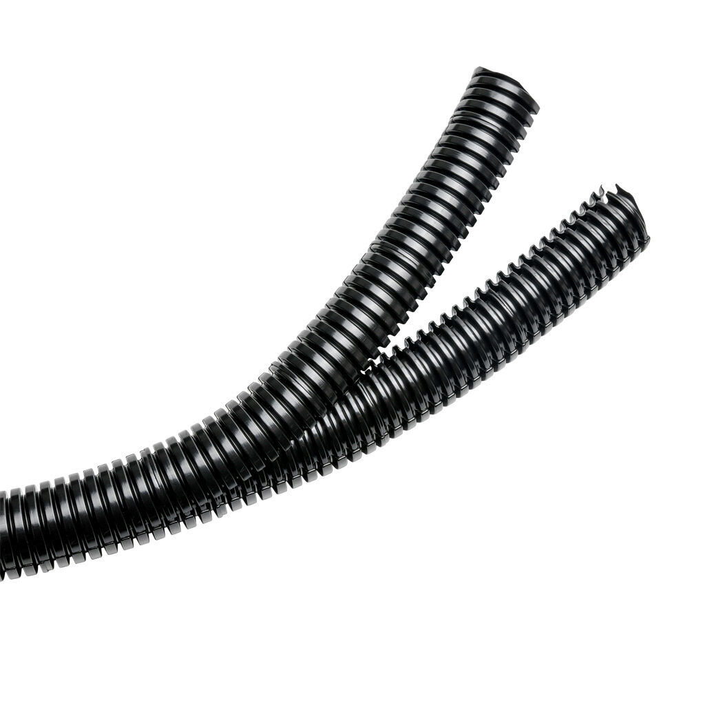 832500 - Murrplastik EWT-PA two-piece split flexible electrical tubing, polyamide, M25/P21 tubing size, black, 32.8ft/10m coil length.