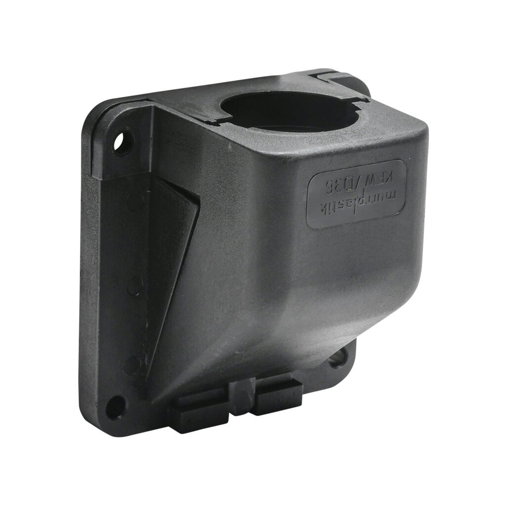 836309 - Murrplastik KFW/D fitting, 90-degree bulkhead, screw clamp, M40/P36 tubing size, screw mount, insulated, black. Package of 2. For use with EW-PAB and EW-PRF series flexible corrugated solid tubing and EWT-PA series flexible corrugated spl...