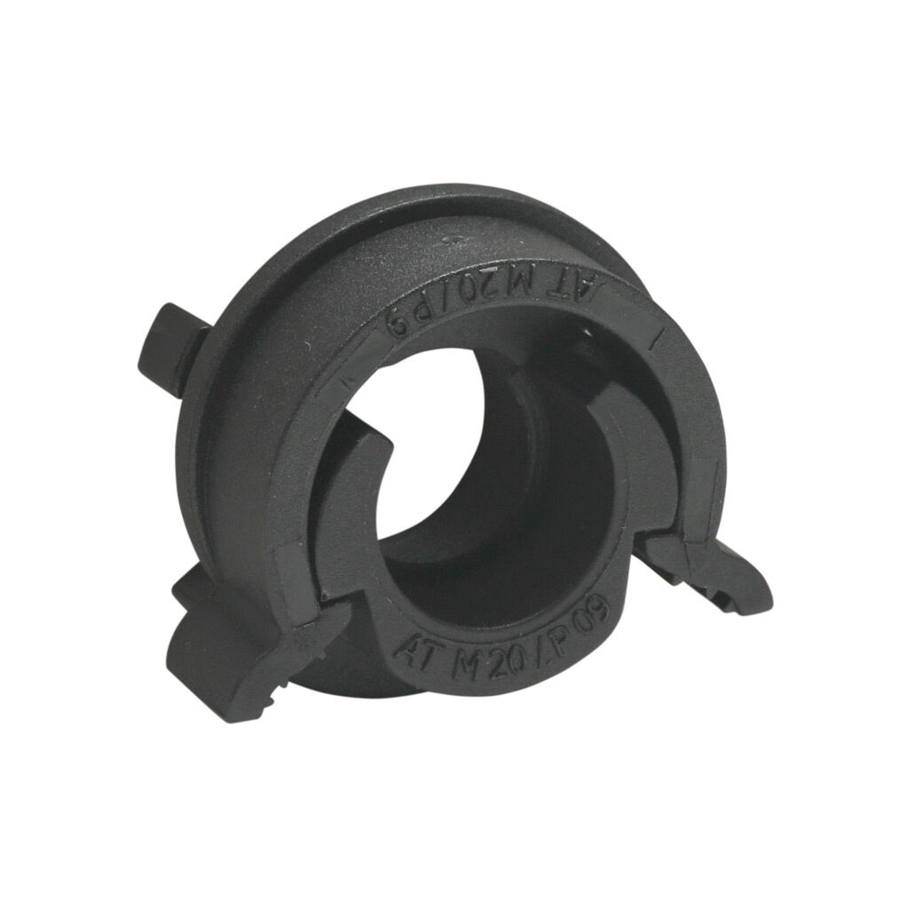 836401 - Murrplastik AT fitting, pass-through, snap-in, M12/P09 tubing size, snap-in panel hole, insulated, black. Package of 5. For use with EW-PAB and EW-PRF series flexible corrugated solid tubing and EWT-PA series flexible corrugated split tub...