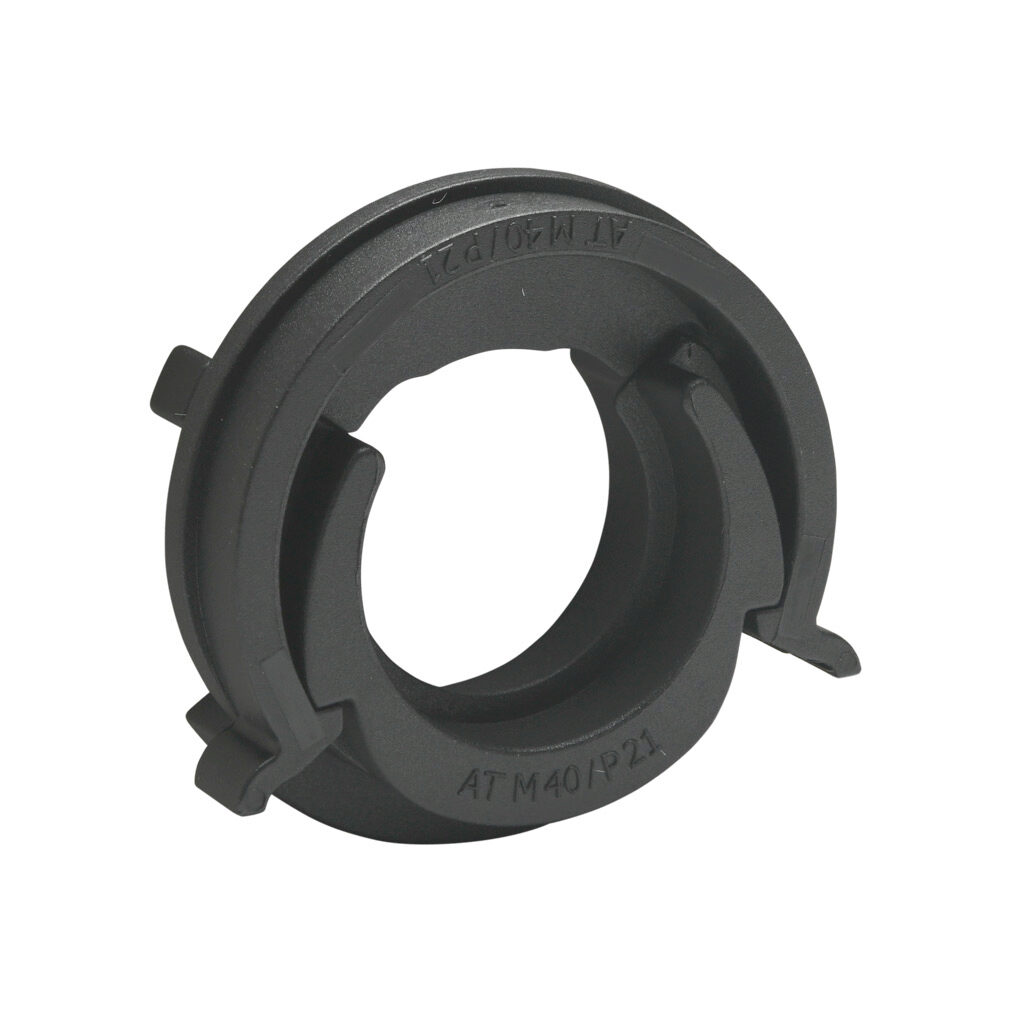 836407 - Murrplastik AT fitting, pass-through, snap-in, M25/P21 tubing size, snap-in panel hole, insulated, black. Package of 5. For use with EW-PAB and EW-PRF series flexible corrugated solid tubing and EWT-PA series flexible corrugated split tub...