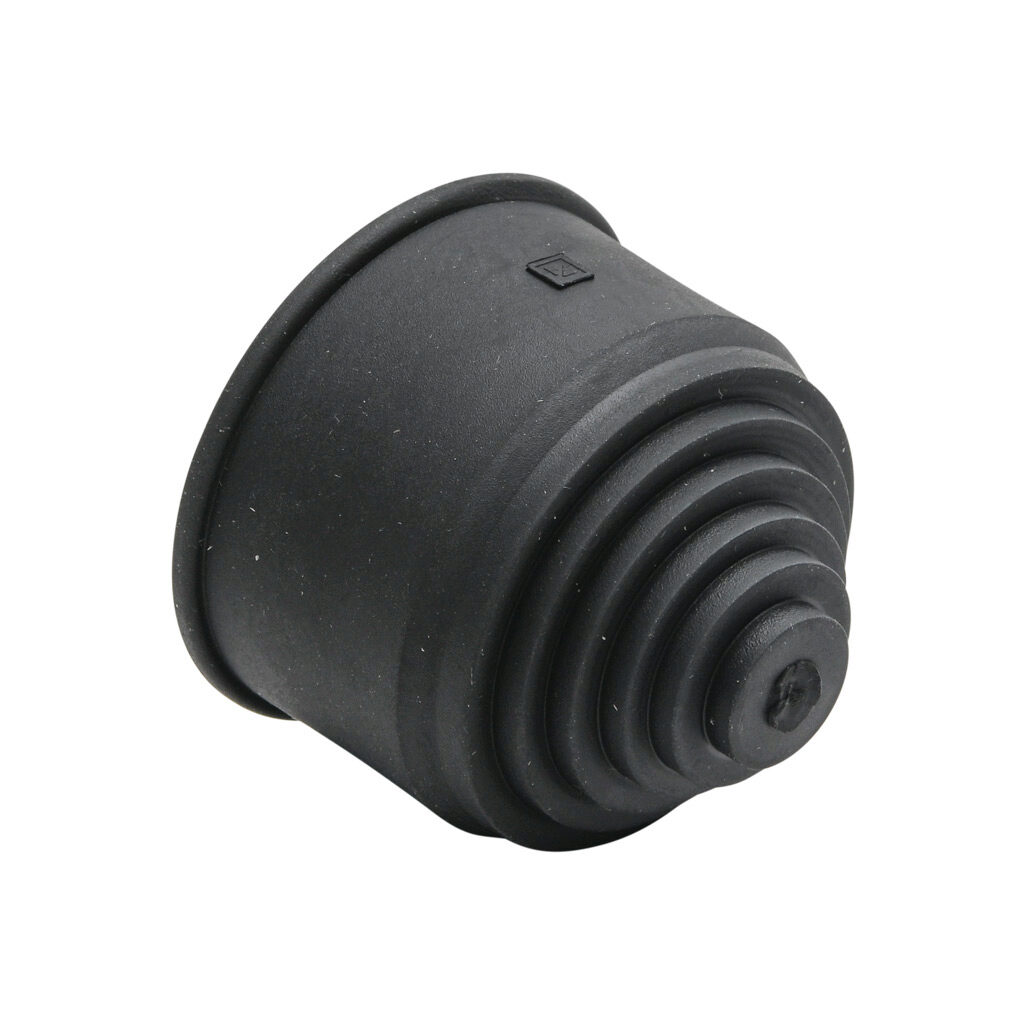 836611 - Murrplastik ET fitting, end sleeve, push-on, M40/P36 tubing size, insulated, black. Package of 5. For use with EW-PAB and EW-PRF series flexible corrugated solid tubing and EWT-PA series flexible corrugated split tubing.
