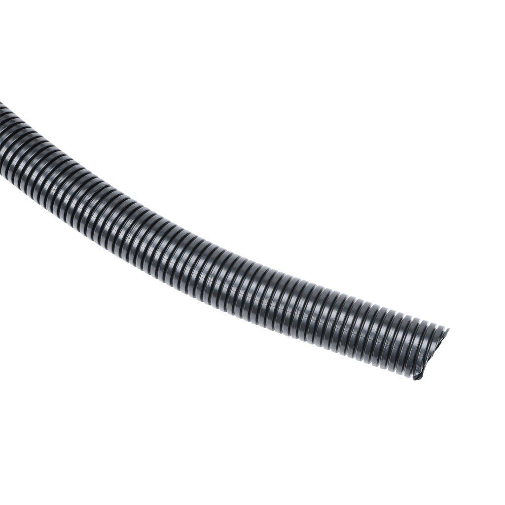 838229 - Murrplastik EW-PRF solid continuous flexing corrugated tubing, modified polyamide 12, M32/P29 tubing size, black, 32.8ft/10m coil length.