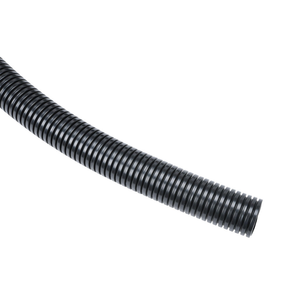 838236 - Murrplastik EW-PRF solid continuous flexing corrugated tubing, modified polyamide 12, M40/P36 tubing size, black, 32.8ft/10m coil length.