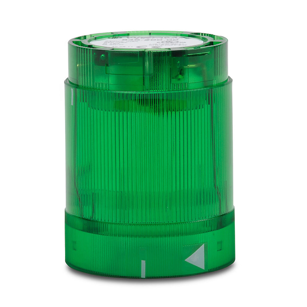 84620000 - WERMA incandescent light element, 50mm diameter, green, permanent light function, 12-240 VAC/VDC, colored lens, IP54. Requires incandescent bulb.