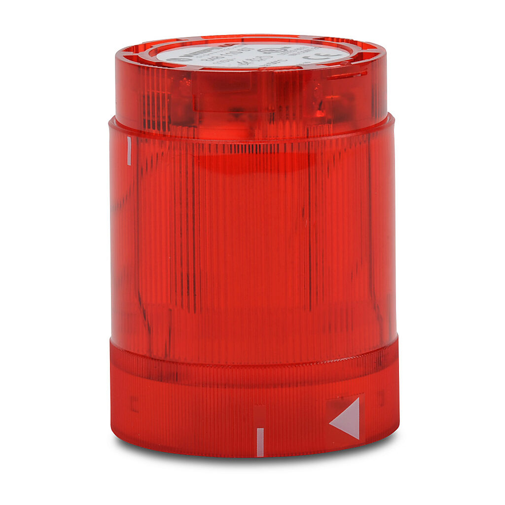 84811067 - WERMA LED light element, 50mm diameter, red, blinking (1 Hz ON for 550ms) light function, 115 VAC, colored lens, IP54.
