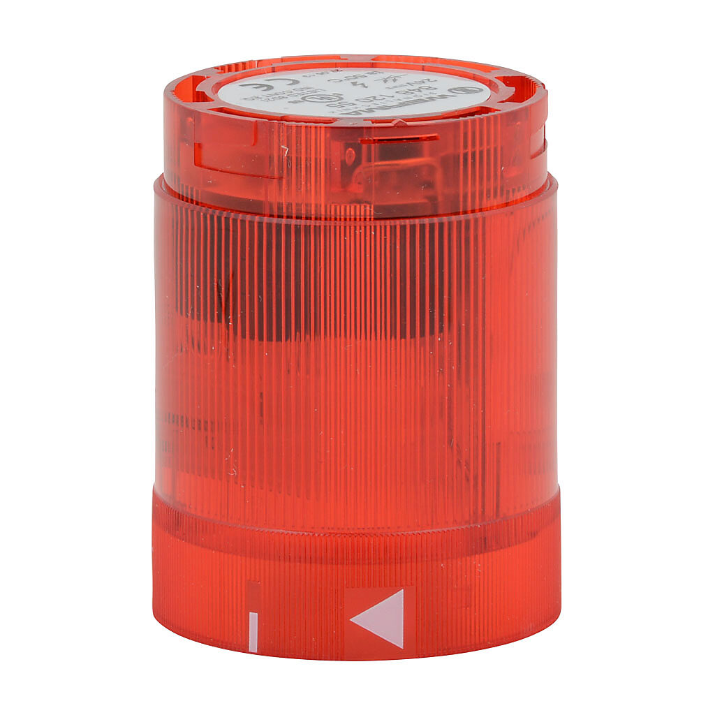 84812055 - WERMA LED light element, 50mm diameter, red, flashing (1 Hz ON for 10ms) light function, 24 VDC, colored lens, IP54.