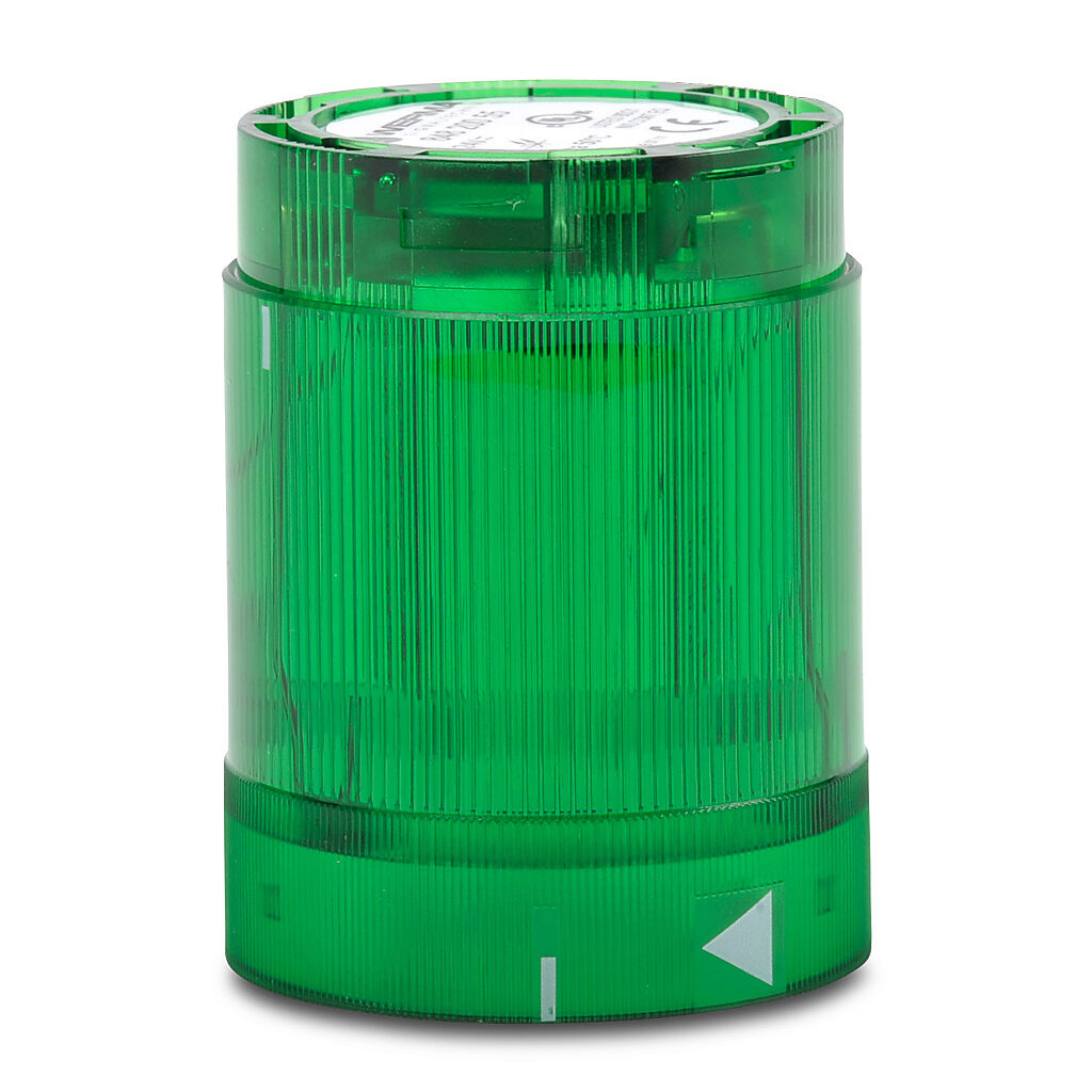84820055 - WERMA LED light element, 50mm diameter, green, permanent light function, 24 VAC/VDC, colored lens, IP54.