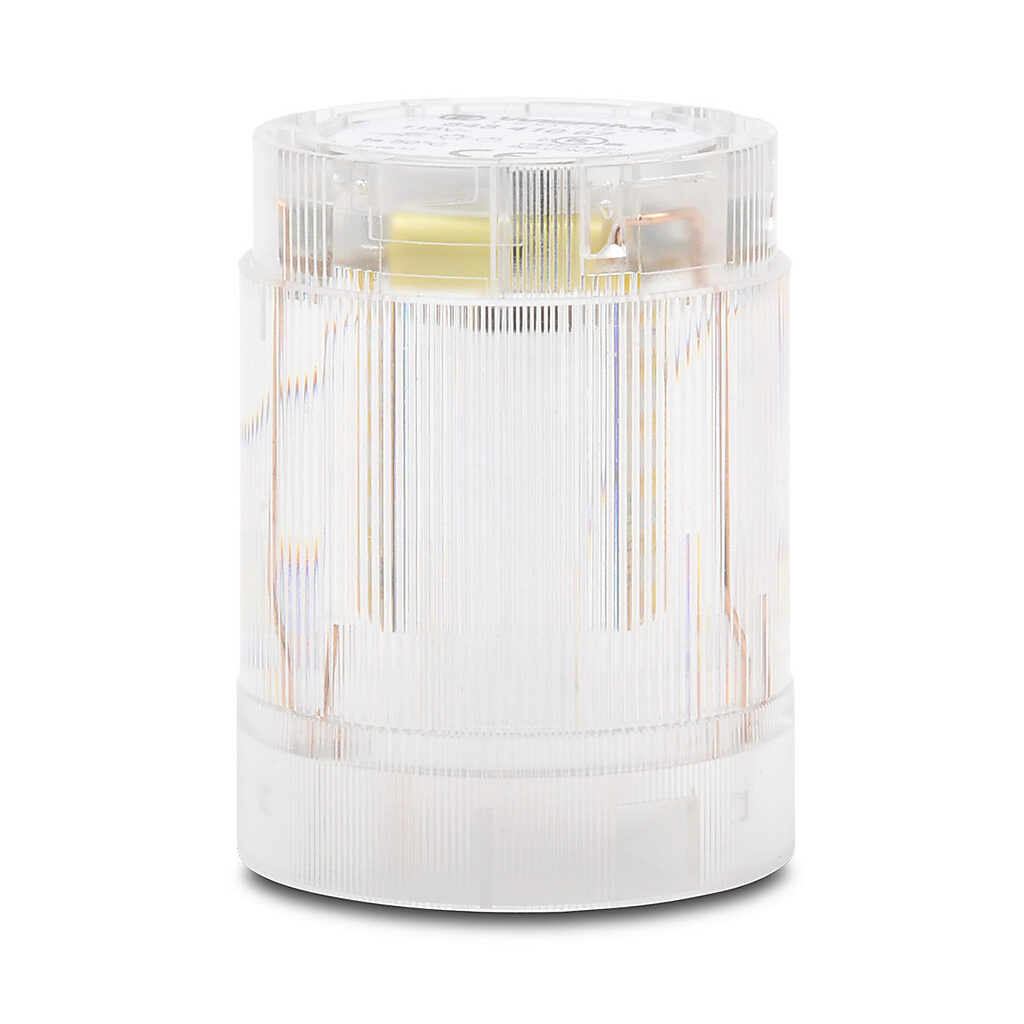 84841067 - WERMA LED light element, 50mm diameter, clear/white, blinking (1 Hz ON for 550ms) light function, 115 VAC, clear lens, IP54.